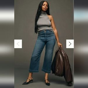 Maeve Anthropologie Colette Dark Wash High Rise Cropped Wide Leg Jeans 30P